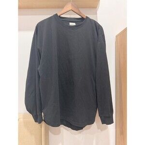 Sugata Mens M Black Long Sleeve Crew Neck Relaxed Cotton Sweatshirt Oversized